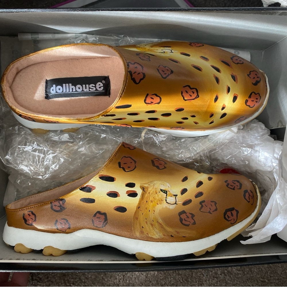 Hand-Painted Animal Print Dollhouse Slip-ons